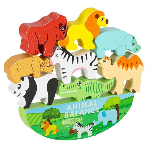 Gra zręcznościowa montessori układanka balansująca klocki zwierzątka drewniane