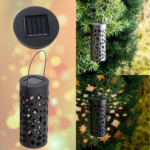 Lampa solarna ogrodowa ażurowa latarenka lampion LED czujnik zmierzchu wbijana 4szt.
