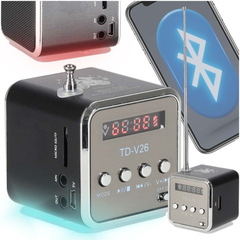 Radio akumulatorowe przenośne głośnik Bluetooth LCD TD-V26