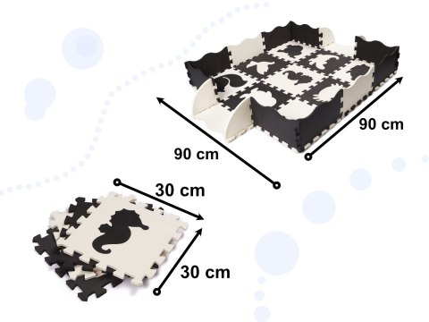 Mata edukacyjna piankowa puzzle 114 x 114 x 1 cm czarna 25 elementów