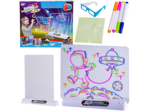 Magiczna, Podświetlana Tablica Do Malowania Rysowania + Okulary 3D KOSMOS