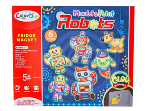 Kreatywny Zestaw Stwórz Magnes, Odlew DIY WESOŁE ROBOTY, GLOW Zrób To Sam