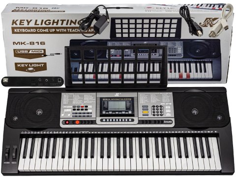 Keyboard Organy 61 Klawiszy Zasilacz MK-816 Z Funkcją Nauki Gry Przecena 13