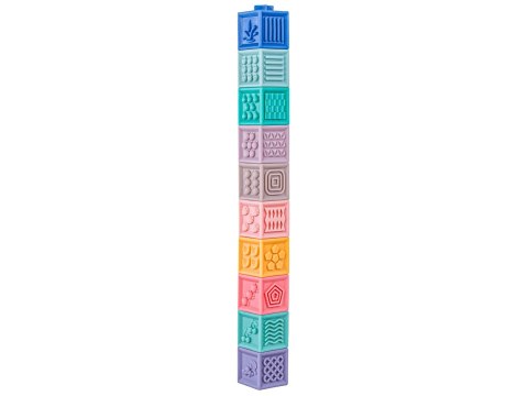 Klocki Sensoryczne dla malucha, Miękkie Klocki, Cyferki, Figury geometryczne, Kształty, Wieża 23 sztuki