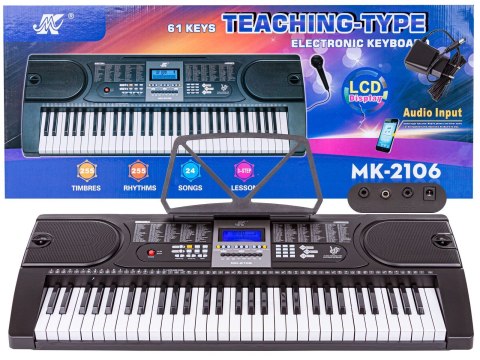 Keyboard Organy 61 Klawiszy Zasilacz Mikrofon MK-2106 Przecena 8