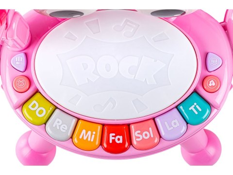 Edukacyjna Mini Perkusja Krab Pianinko Mikrofon Zestaw Muzyczny Różowy