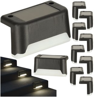Lampa solarna schodowa ogrodowa zewnętrzna LED na schody czujnik zmierzchu 8 sztuk