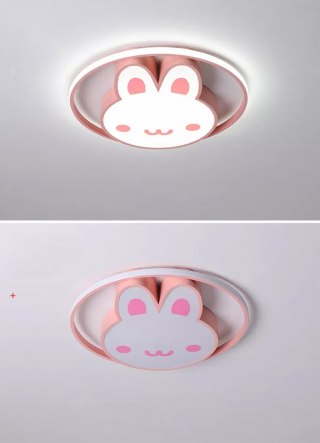 Lampa LED sufitowa plafon do pokoju dziecięcego ściemniana + pilot króliczek