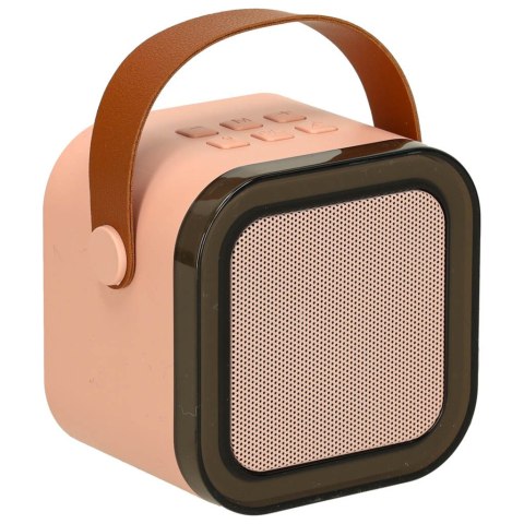 Zestaw do karaoke głośnik Bluetooth 2 mikrofony USB LED 6W różowy