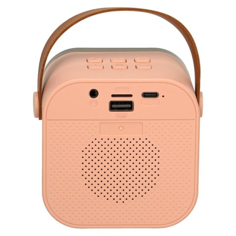 Zestaw do karaoke głośnik Bluetooth mikrofon USB LED różowy