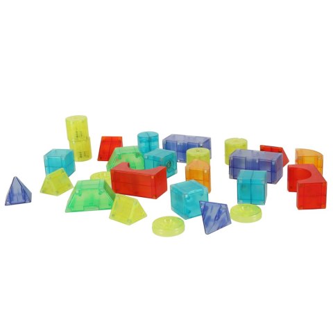Klocki magnetyczne konstrukcyjne świecące elementy figury 3D 32el.