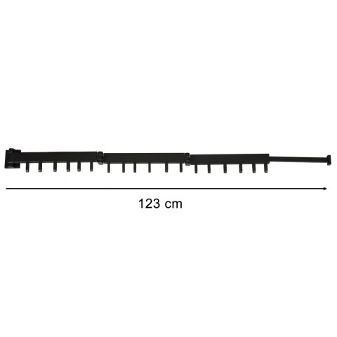 Suszarka na pranie wieszak ścienny naścienny składany teleskopowy czarny 18 haczyków 123cm