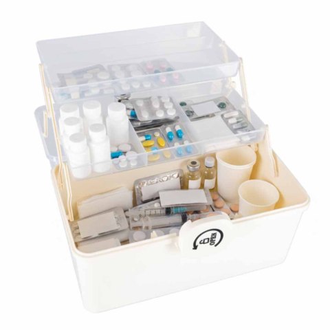 Organizer na leki pojemnik pudełko kasetka apteczka duży XXL na zamek skrzynka 34,5x23x22 cm